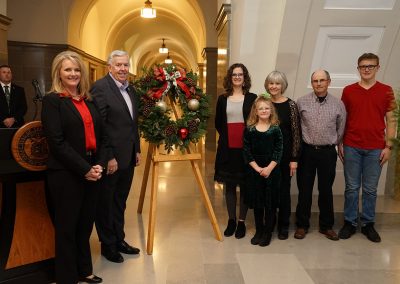 Osage Valley Christmas Tree Farm, Southwest City, MO, presents wreath at Missouri State Capitol